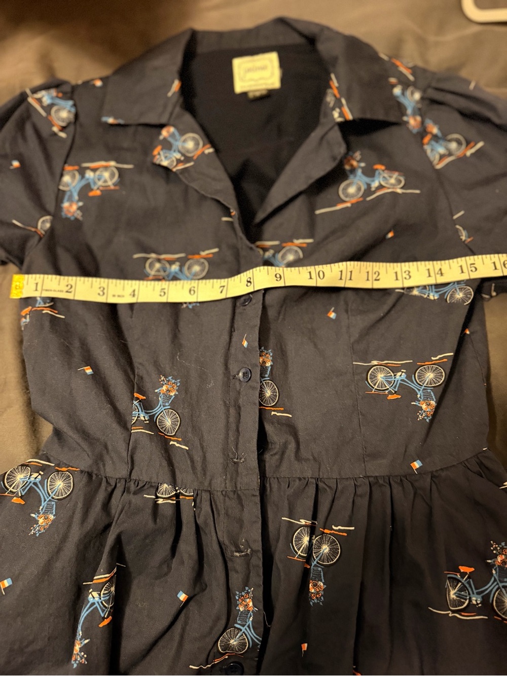 Joanie Cotten button dress with bike patterns - Picture 5 of 5